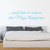 Muursticker This Is Where The Magic Begins -  Lichtblauw -  160 x 42 cm  -  slaapkamer  engelse teksten  alle - Muursticker4Sale