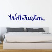 Muursticker Welterusten -  Donkerblauw -  160 x 32 cm  -  baby en kinderkamer  slaapkamer  nederlandse teksten  alle - Muursticker4Sale