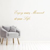 Muursticker Enjoy Every Moment Of Your Life -  Goud -  80 x 28 cm  -  woonkamer  engelse teksten  alle - Muursticker4Sale
