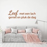Muursticker Leef Met Een Lach Geniet En Pluk De Dag -  Bruin -  160 x 49 cm  -  woonkamer  slaapkamer  nederlandse teksten  alle - Muursticker4Sale