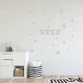 Muursticker Sterren Met Naam -  Zilver -  80 x 80 cm  -  baby en kinderkamer - jongens  baby en kinderkamer - baby  baby en kinderkamer - meisjes  baby en kinderkamer  nederlandse