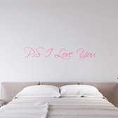 Muursticker P.S I Love You -  Roze -  80 x 15 cm  -  woonkamer  slaapkamer  engelse teksten  alle - Muursticker4Sale