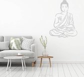 Muursticker Buddha -  Lichtgrijs -  80 x 107 cm  -  slaapkamer  keuken  woonkamer  alle - Muursticker4Sale