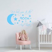 Muursticker We Love You To The Moon And Back -  Lichtblauw -  160 x 110 cm  -  baby en kinderkamer - baby  baby en kinderkamer  engelse teksten  alle - Muursticker4Sale