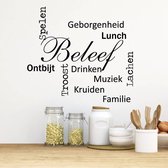 Muursticker Beleef Woorden - Geel - 60 x 50 cm - keuken nederlandse teksten