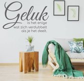 Muursticker Geluk Is Het Enige Wat Zich Verdubbelt Als Je Het Deelt -  Donkergrijs -  120 x 79 cm  -  woonkamer  slaapkamer  nederlandse teksten  alle - Muursticker4Sale