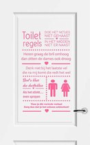 Muursticker Toiletregels -  Roze -  80 x 133 cm  -  nederlandse teksten  toilet raam en deurstickers - toilet  alle - Muursticker4Sale