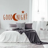 Muursticker Goodnight -  Bruin -  80 x 40 cm  -  slaapkamer  engelse teksten  alle - Muursticker4Sale