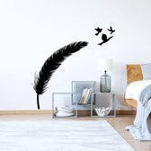 Muursticker Veer Met Vogels - Zwart - 80 x 80 cm - woonkamer slaapkamer baby en kinderkamer alle