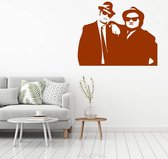 Muursticker Blues Brothers -  Bruin -  148 x 120 cm  -  woonkamer  slaapkamer  alle - Muursticker4Sale