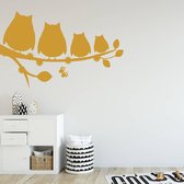 Muursticker Uilen Op Tak -  Goud -  100 x 64 cm  -  baby en kinderkamer  slaapkamer  alle muurstickers  dieren - Muursticker4Sale