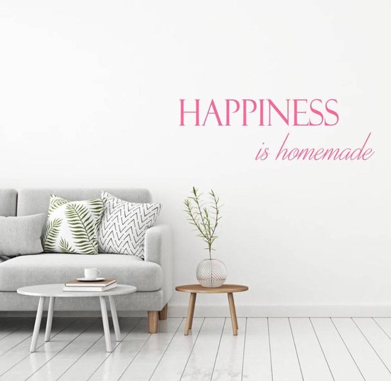 Muursticker Happiness Is Homemade - Roze - 160 x 48 cm - taal - engelse teksten slaapkamer woonkamer alle
