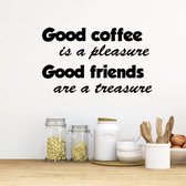 Muursticker Good Coffee Is A Pleasure. Good Friends Are A Treasure -  Geel -  80 x 50 cm  -  engelse teksten  keuken  alle - Muursticker4Sale