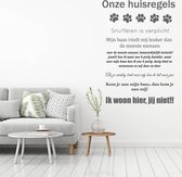 Muursticker Onze Huisregels (hond) - Donkergrijs - 60 x 73 cm - nederlandse teksten woonkamer raam en deur stickers - honden