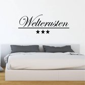 Muursticker Welterusten Met Sterren -  Rood -  80 x 29 cm  -  nederlandse teksten  slaapkamer  alle - Muursticker4Sale