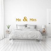 Muursticker Mr & Mrs -  Goud -  80 x 18 cm  -  slaapkamer  alle - Muursticker4Sale