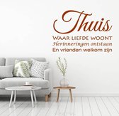 Muursticker Thuis Waar Liefde Woont.. -  Bruin -  100 x 71 cm  -  woonkamer  nederlandse teksten  alle - Muursticker4Sale