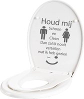 Wc Sticker Houd Mij Schoon En Clean -  Donkergrijs -  18 x 27 cm  -  toilet  alle - Muursticker4Sale