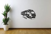 Muursticker Trein Met Naam - Donkergrijs - 60 x 40 cm - baby en kinderkamer naam stickers