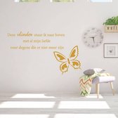 Muursticker Vlinder Naar Boven -  Goud -  120 x 71 cm  -  woonkamer  slaapkamer  nederlandse teksten  alle - Muursticker4Sale