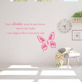 Muursticker Vlinder Naar Boven -  Roze -  120 x 71 cm  -  woonkamer  slaapkamer  nederlandse teksten  alle - Muursticker4Sale