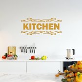 Muursticker Kitchen -  Goud -  120 x 50 cm  -  keuken  engelse teksten  alle - Muursticker4Sale