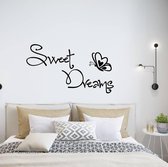 Muursticker Sweet Dreams Met Vlinder - Lichtbruin - 160 x 91 cm - taal - engelse teksten slaapkamer alle