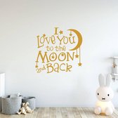 Muursticker I Love You To The Moon And Back - Goud - 40 x 40 cm - baby en kinderkamer - teksten en gedichten baby en kinderkamer alle