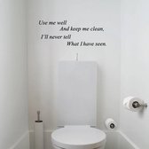 Use Me Well Toilet -  Rood -  80 x 30 cm  -  toilet  alle  engelse teksten - Muursticker4Sale