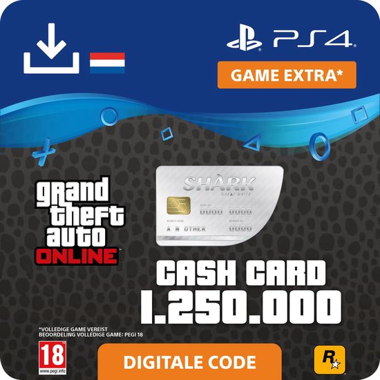 GTA V - digitale valuta - 1.250.000 GTA dollars Great White Shark - NL - PS4 download