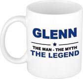 Naam cadeau Glenn - The man, The myth the legend koffie mok / beker 300 ml - naam/namen mokken - Cadeau voor o.a verjaardag/ vaderdag/ pensioen/ geslaagd/ bedankt