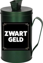 Cadeau/kado zwart geld collectebus groen 18 cm - Cadeauverpakking voor ondernemer/bijklusser/beunhaas - Zwartgeld spaarpot van metaal