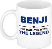Naam cadeau Benji - The man, The myth the legend koffie mok / beker 300 ml - naam/namen mokken - Cadeau voor o.a verjaardag/ vaderdag/ pensioen/ geslaagd/ bedankt
