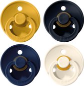 BIBS Fopspeen - Maat 2 (6-18 maanden) - 4 stuks - Oker geel, Dark Denim, Deep Space en Ivory