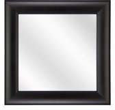 Spiegel met Ronde Houten Lijst - Zwart - 40x40 cm