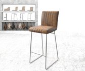 Barstoel Luiga slipframe roestvrijstaal vintage bruin