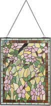 Glaspaneel Tiffany | 46*61 cm  | Groen | Ijzer / glas | Bloemen | LumiLamp | 5LL-5832