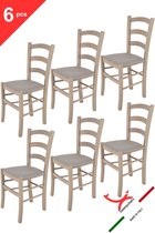 Tommychairs Venice - Eetkamerstoelen - Set van 6 - Licht Grijs - Stof & Hout