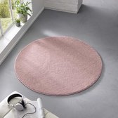 Rond effen vloerkleed Qualis - roze 120 cm rond