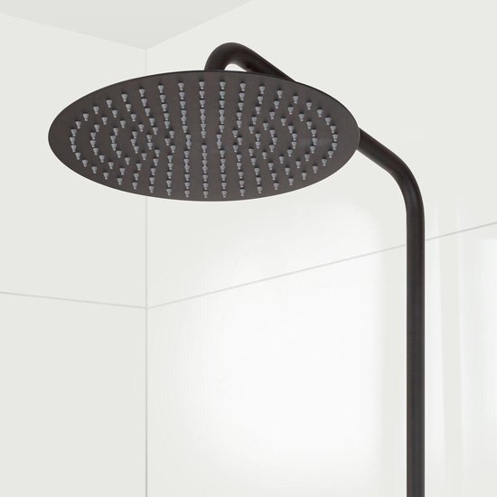 Tiger Twiss Doucheset - Regendouche Ø 30 cm - Handdouche Ø 12 cm - Met thermostaatkraan - 3 standen - Mat zwart