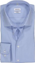 Seidensticker shaped fit overhemd - lichtblauw met wit geruit - Strijkvrij - Boordmaat: 44