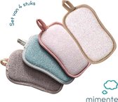 Ecologische Schuurspons - 4 stuks - Anti-bacterieel - Dubbelzijdig - Herbruikbare schuurspons - Wasbare schuurspons - Ecologisch en milieu bewust - Microfiber