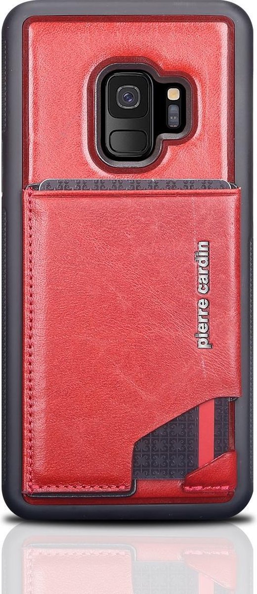 Rood hoesje Pierre Cardin - Backcover - Stijlvol - Leer - Galaxy S9 - Luxe cover