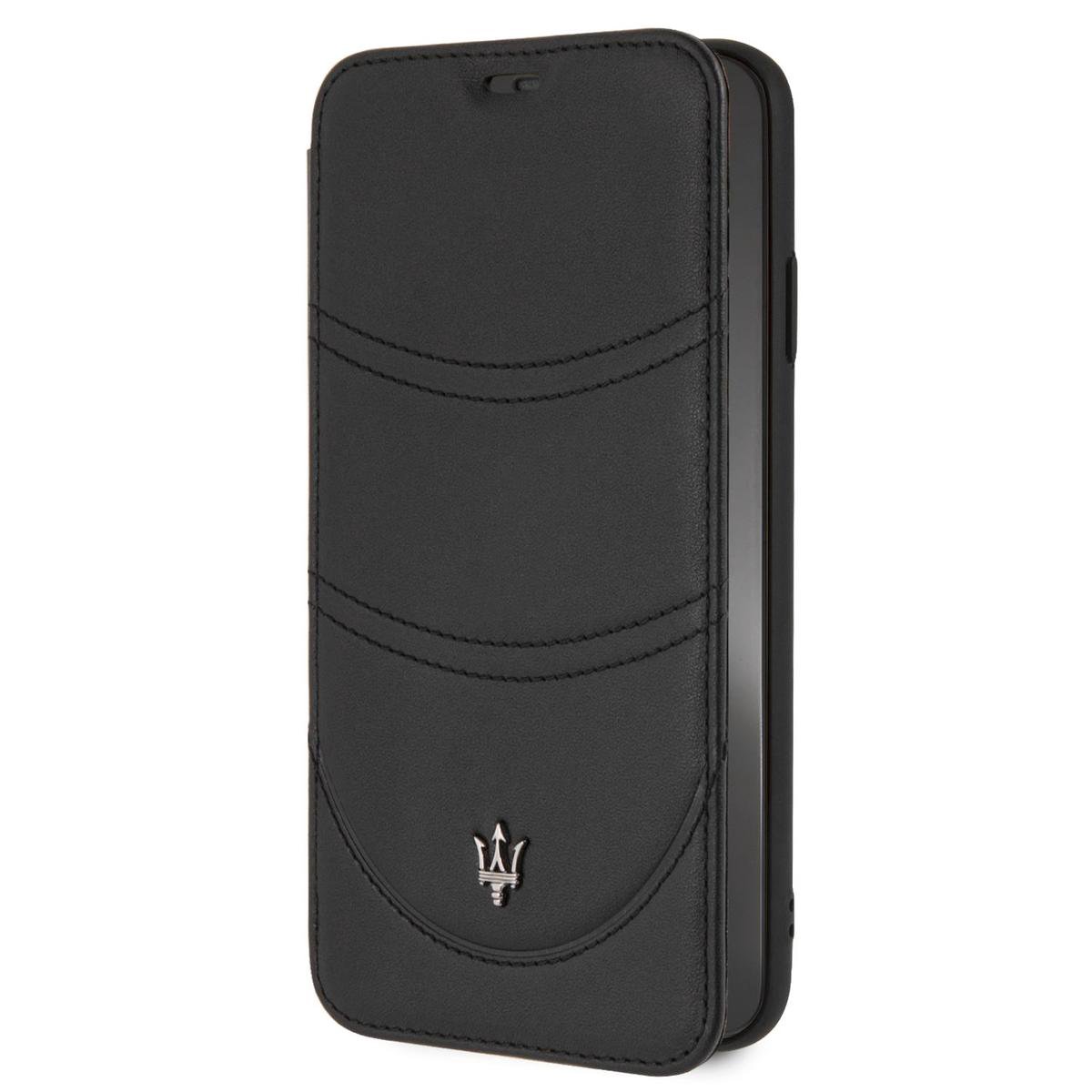 Maserati Zwart hoesje iPhone Xs Max - Book Case- Granlusso - Echt leer