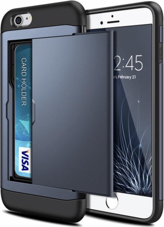 Verleiding Slaapzaal belangrijk Apple iPhone 5 / 5s / SE Card Case | Donkerblauw | TPU - Hard PC | Wallet |  Pasjeshouder | bol.com