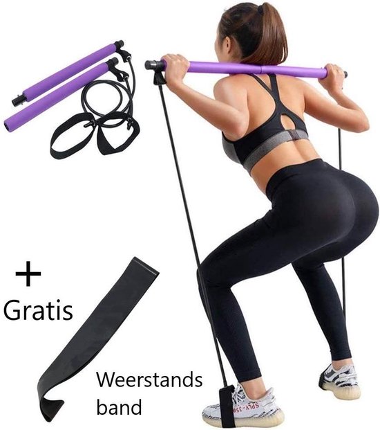 Pilates Stick - Draagbaar - Fitness Yoga hulpmiddel - incl. Gratis  Weerstandsbanden -... | bol.com