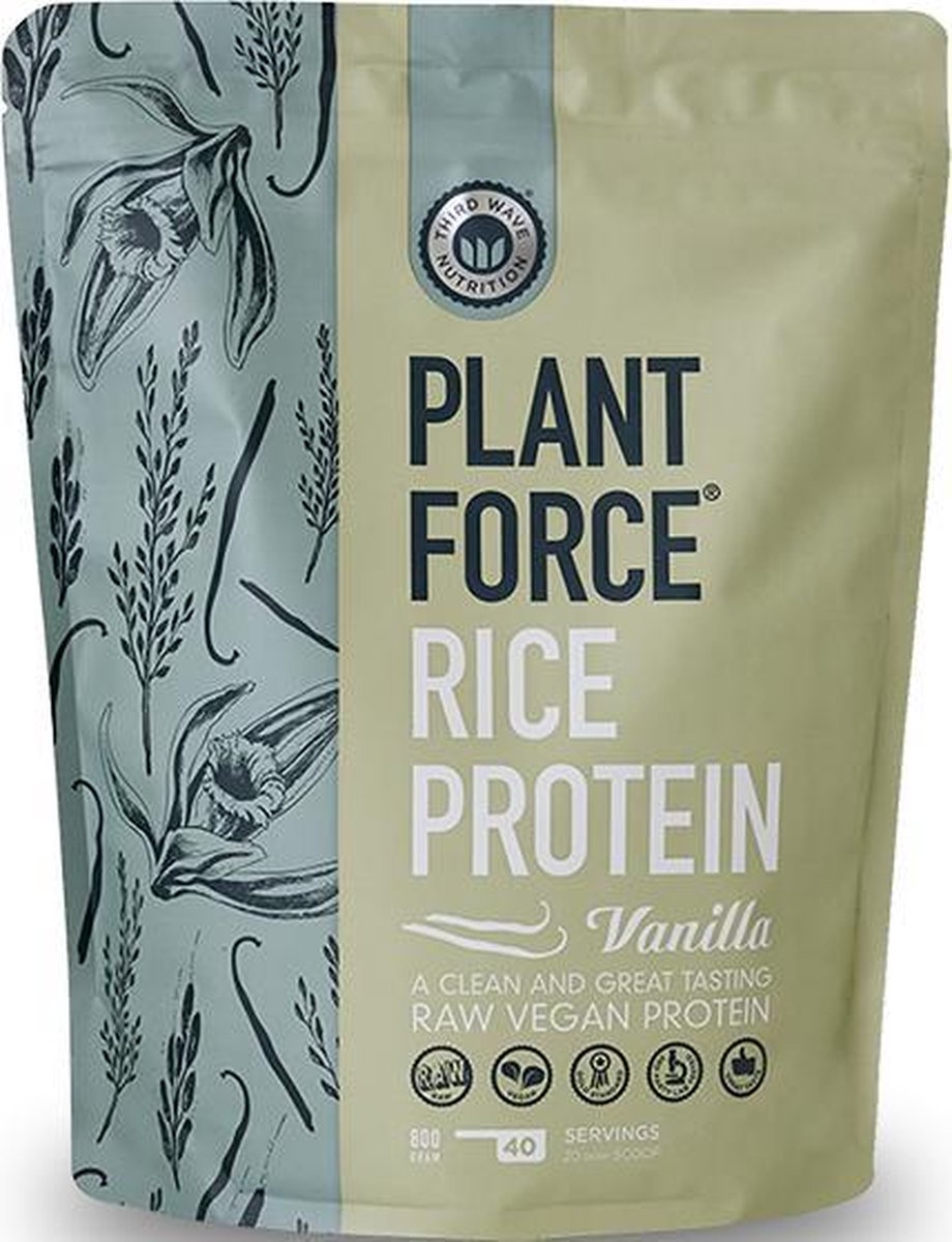 Plantforce - Rijst Proteïne - Vanille - 800 gram - Vega Bio Eiwitshake