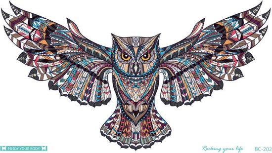 Tatouage Temporaire Tatouage Temporaire Faux Tatouage Chouette Dessin Couleur Bol Com
