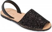 Menorquina-spaanse sandalen-menorquinas -avarca-zwart-glitter-maat 38