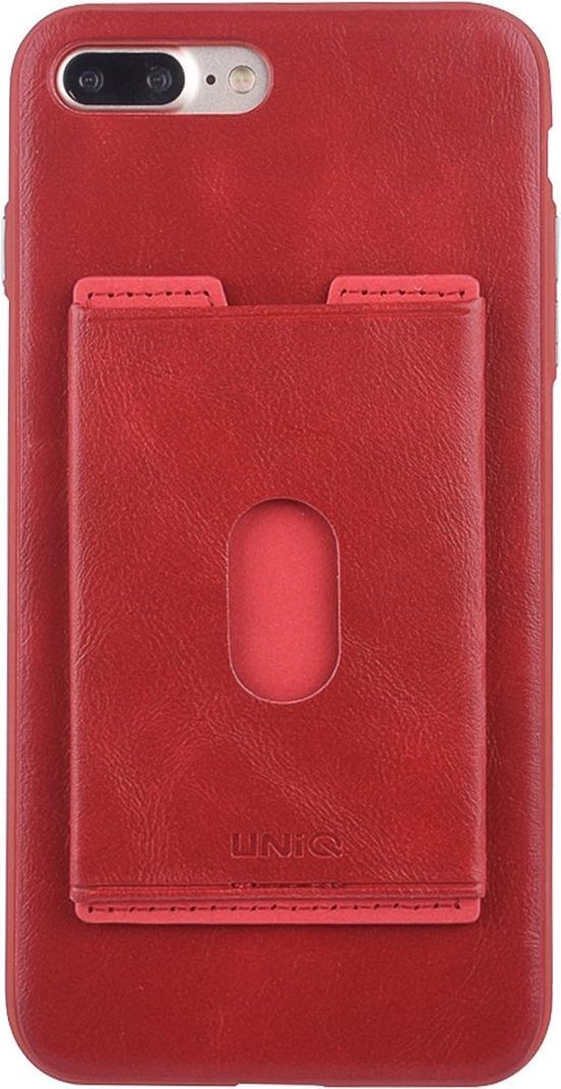 UNIQ Accessory iPhone 7-8 Plus Kunstleer Backcover hoesje met portemonnee - Rood